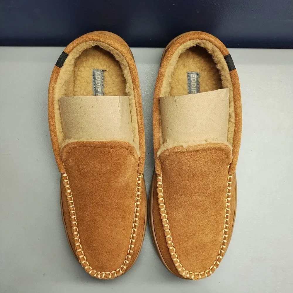 Eddie Bauer Loudon Slippers Men‎ US M(8-9) Brown Upper Suede Memory Foam Slip On